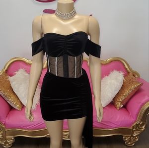 Black Velvet mini skirt & corset top